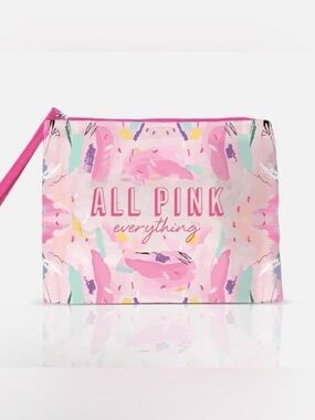 Pure Romance Flirt All Pink Everything Nylon Zip Up Makeup Cosmetics Bag
